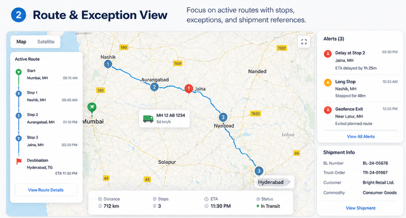 Route and exception map screenshot